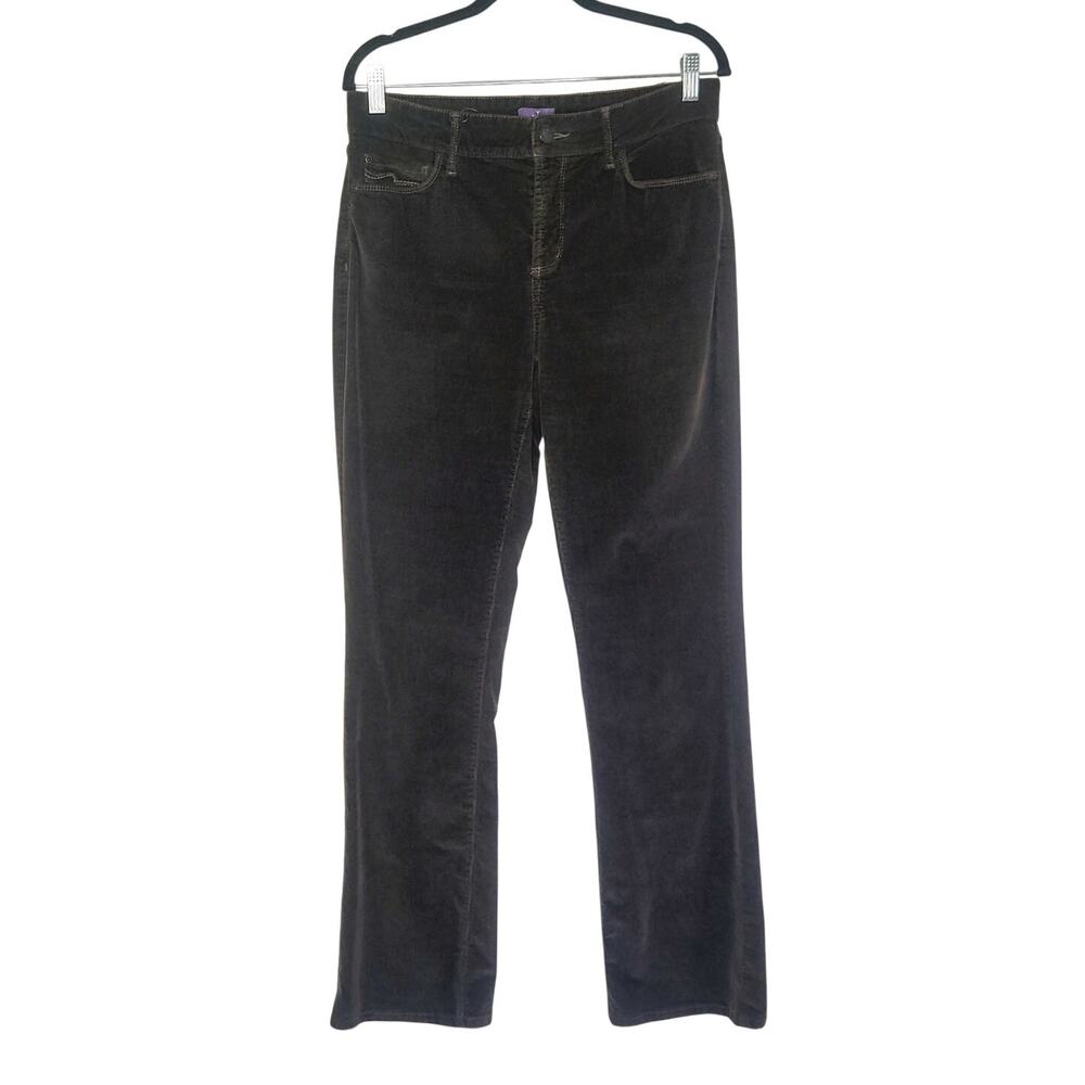 NYDJ Barbara Bootcut Chocolate Brown Corduroy Pants Lift Tuck 10 Fall Autumn